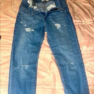Distressed Blue Jeans
